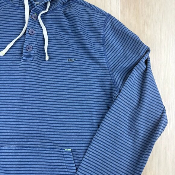 Vineyard Vines Mens Blue Long Sleeve Striped Performance Pullover Hoodie Size M - Picture 5 of 10